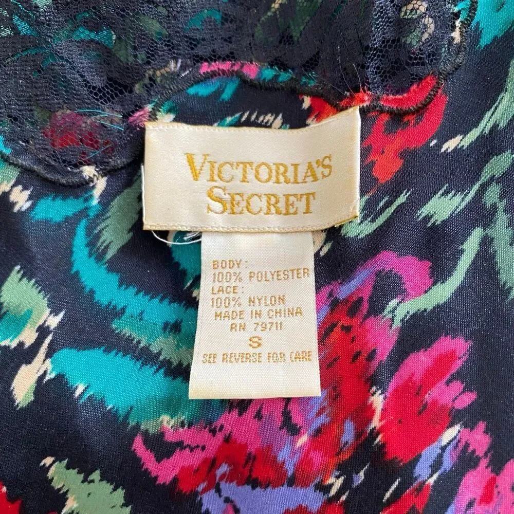 Victoria’s Secret Floral Slip Dress Lace Trim Mini Pleated Hem Size S